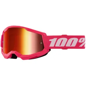 100% - Strata 2 Neon Pink Mirrored Lens Goggle