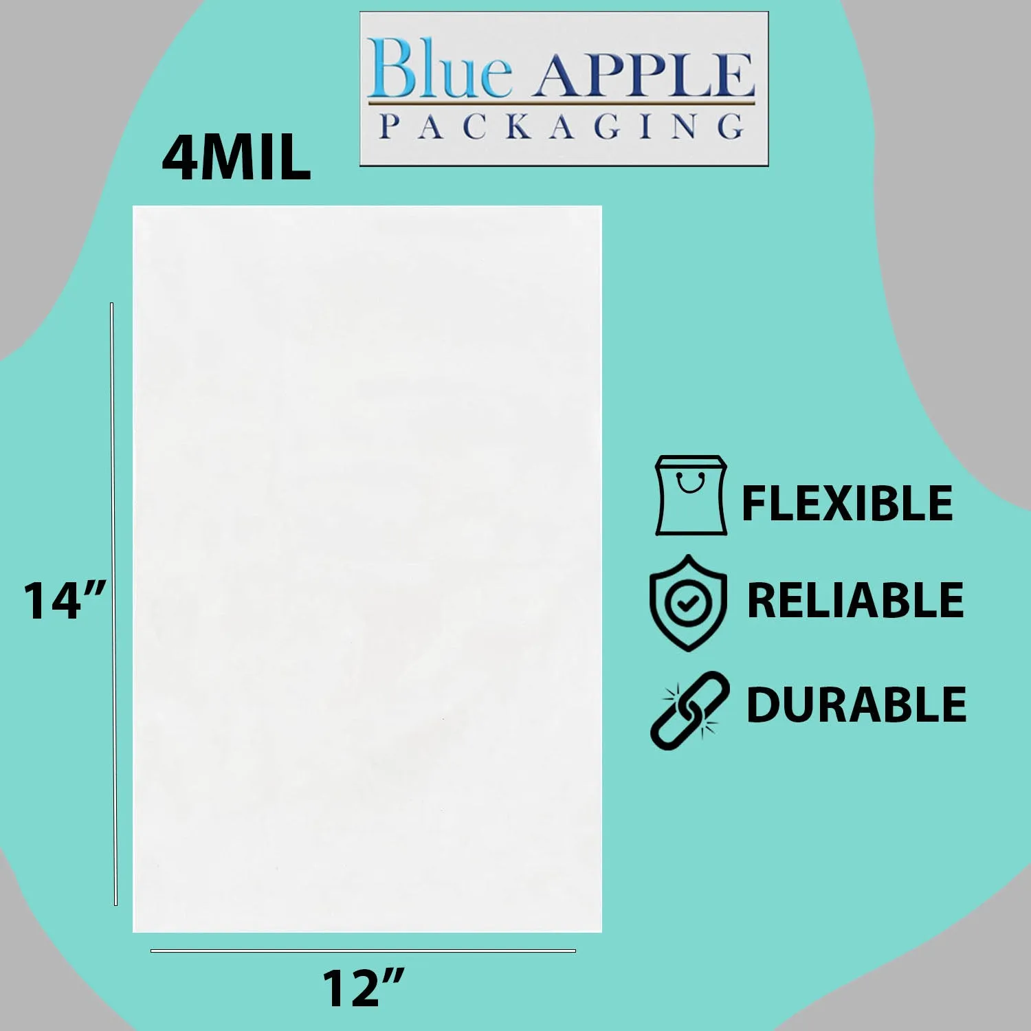 12X14 inches Clear Flat Poly Bags 4Mil Open Top (LDPE)