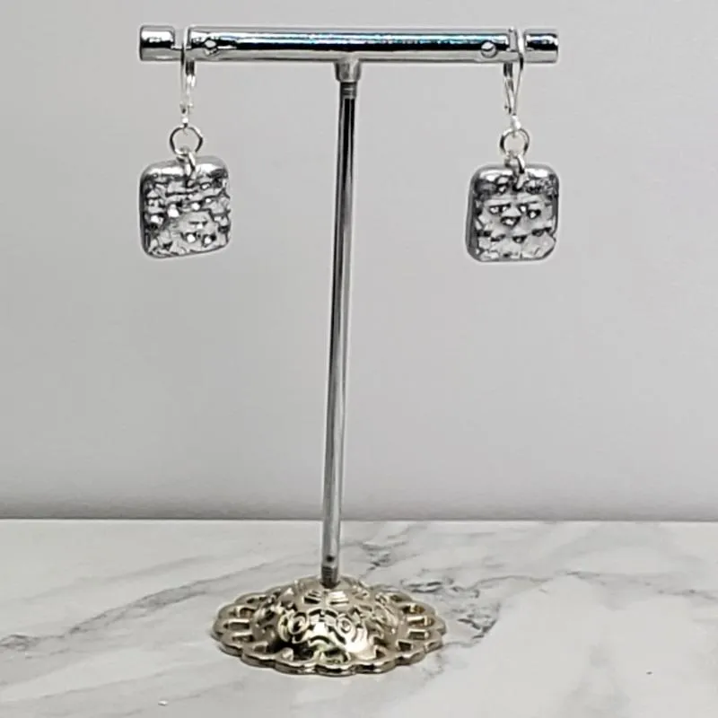 14mm Square Dangle Earring - Chrome