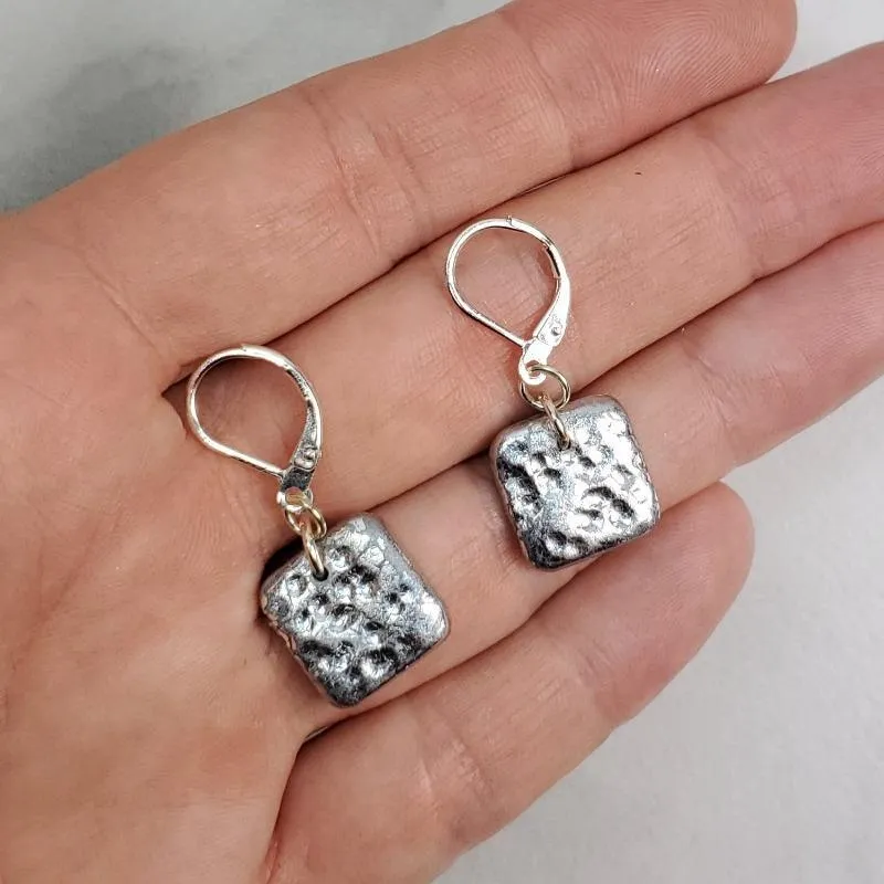 14mm Square Dangle Earring - Chrome