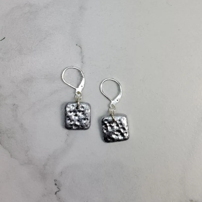 14mm Square Dangle Earring - Chrome