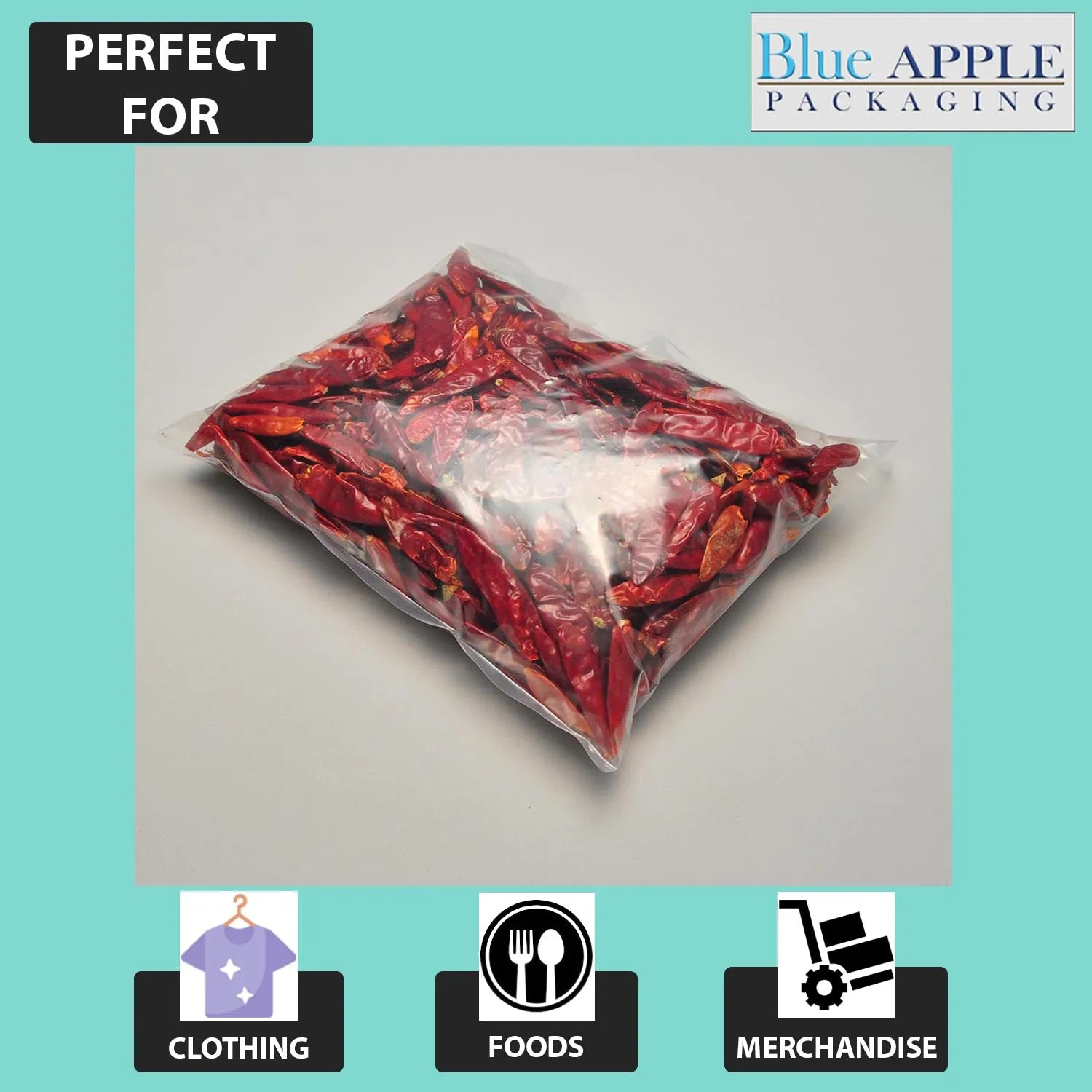15X18 inches Clear Flat Poly Bags 1Mil Open Top (LDPE)