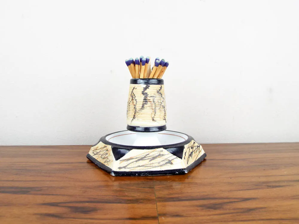 1930s Stoneware Art Deco Ceramic Porcelain Match Holder
