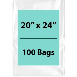 20X24 inches Clear Flat Poly Bags 4Mil Open Top (LDPE)