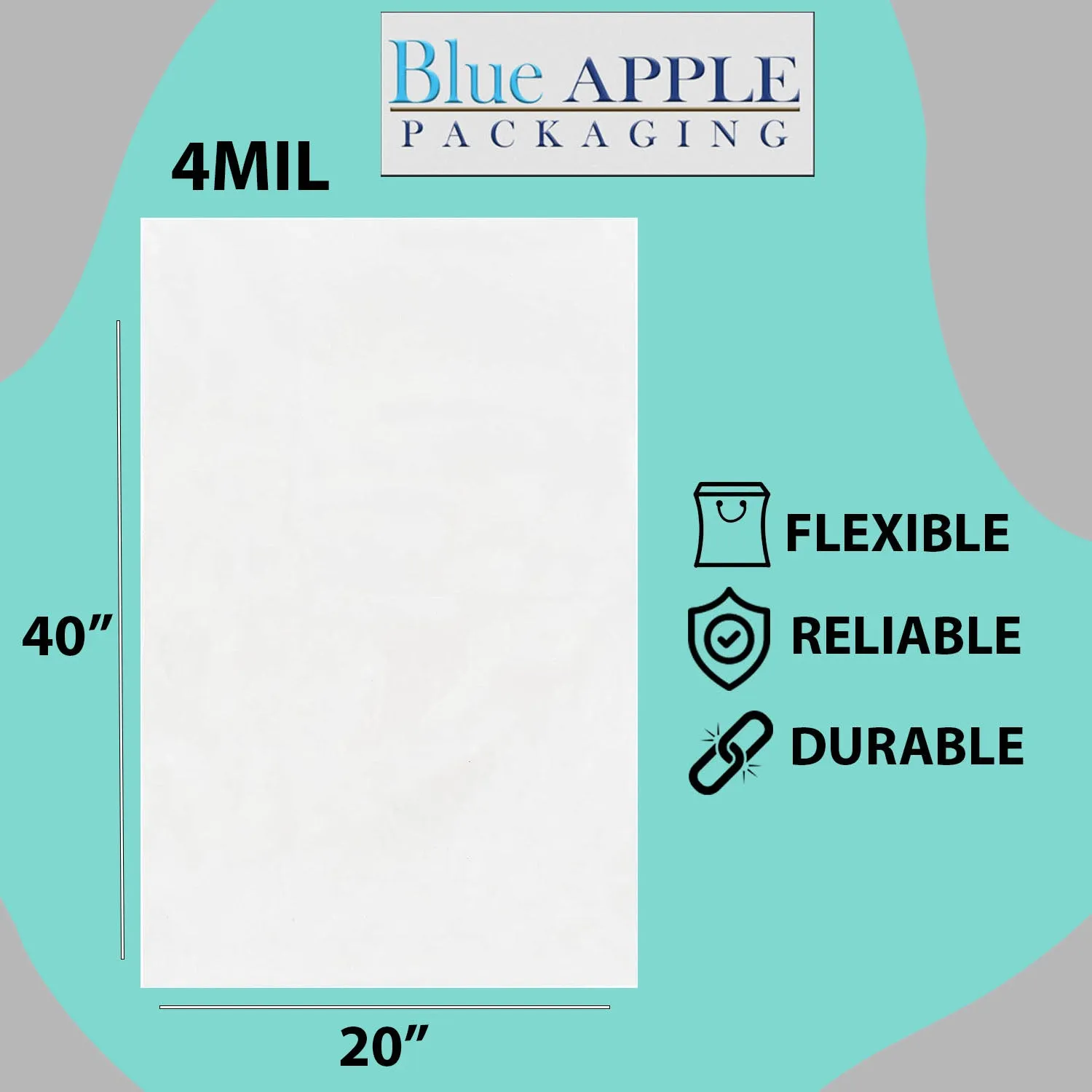 20X40 inches Clear Flat Poly Bags 4Mil Open Top (LDPE)