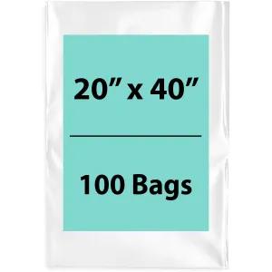 20X40 inches Clear Flat Poly Bags 4Mil Open Top (LDPE)