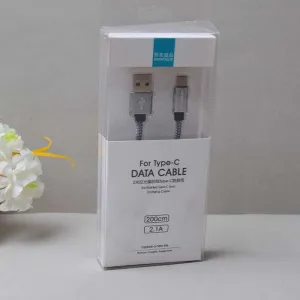 2m Reflective Knitted Line Type-C Data Line for Transferring Data (2.1A) in Gray Color
