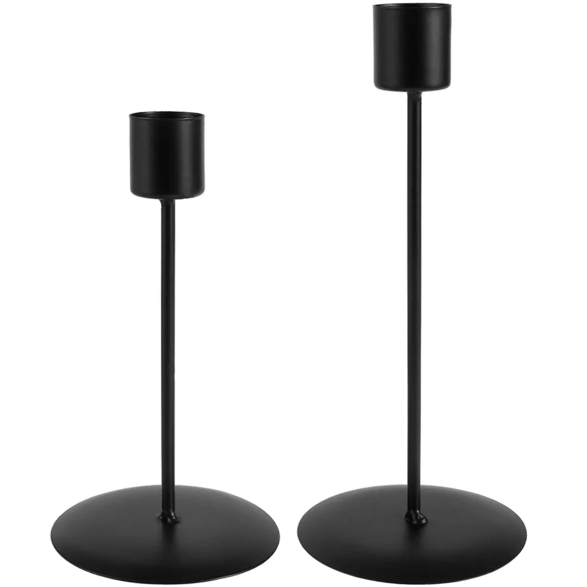 2PC Black Metal Taper Candle Holders