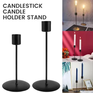 2PC Black Metal Taper Candle Holders