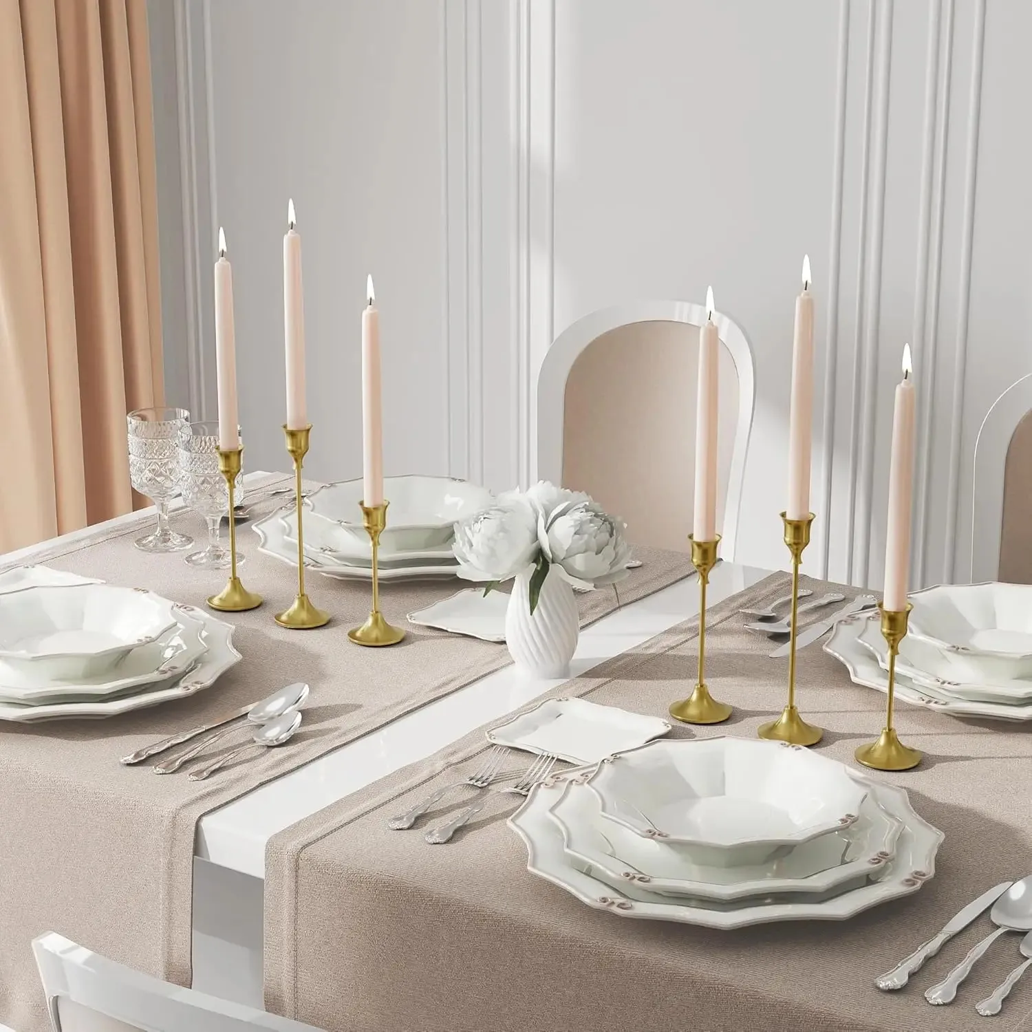 3-Piece Set - Metal and Iron Antique Ornaments Brass Candlestick