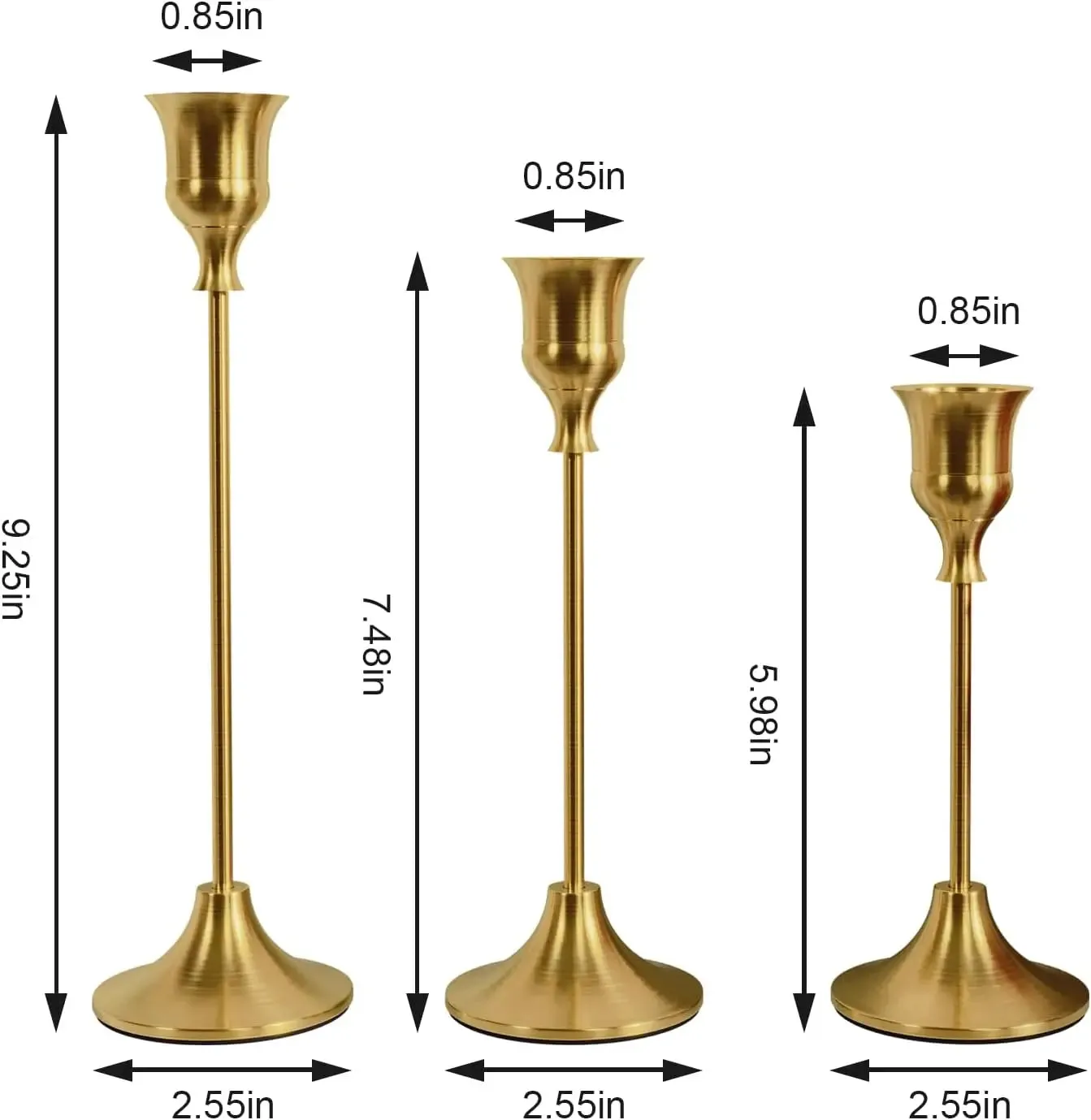 3-Piece Set - Metal and Iron Antique Ornaments Brass Candlestick