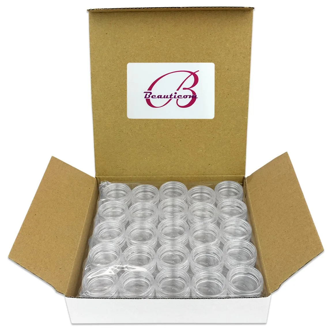 3G/3Ml (0.1 Fl Oz) round Clear Plastic Jars with round Top Lids for Creams, Lotions, Powders, Glitters, and More... (Color: Clear Lid, Quantity: 50 Pieces)