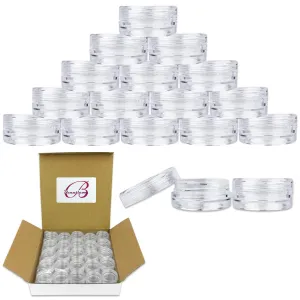 3G/3Ml (0.1 Fl Oz) round Clear Plastic Jars with round Top Lids for Creams, Lotions, Powders, Glitters, and More... (Color: Clear Lid, Quantity: 50 Pieces)