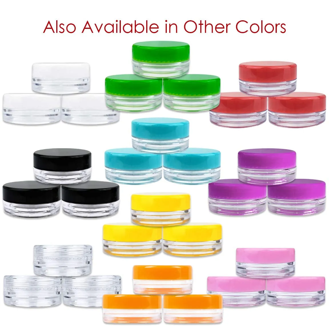 3G/3Ml (0.1 Fl Oz) round Clear Plastic Jars with round Top Lids for Creams, Lotions, Powders, Glitters, and More... (Color: Clear Lid, Quantity: 50 Pieces)
