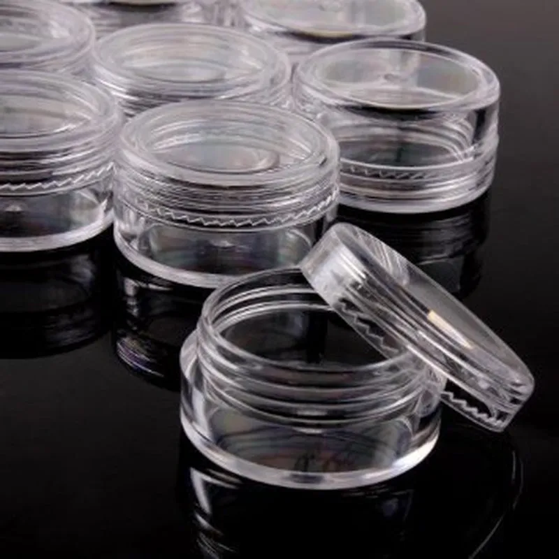 3G/3Ml (0.1 Fl Oz) round Clear Plastic Jars with round Top Lids for Creams, Lotions, Powders, Glitters, and More... (Color: Clear Lid, Quantity: 50 Pieces)