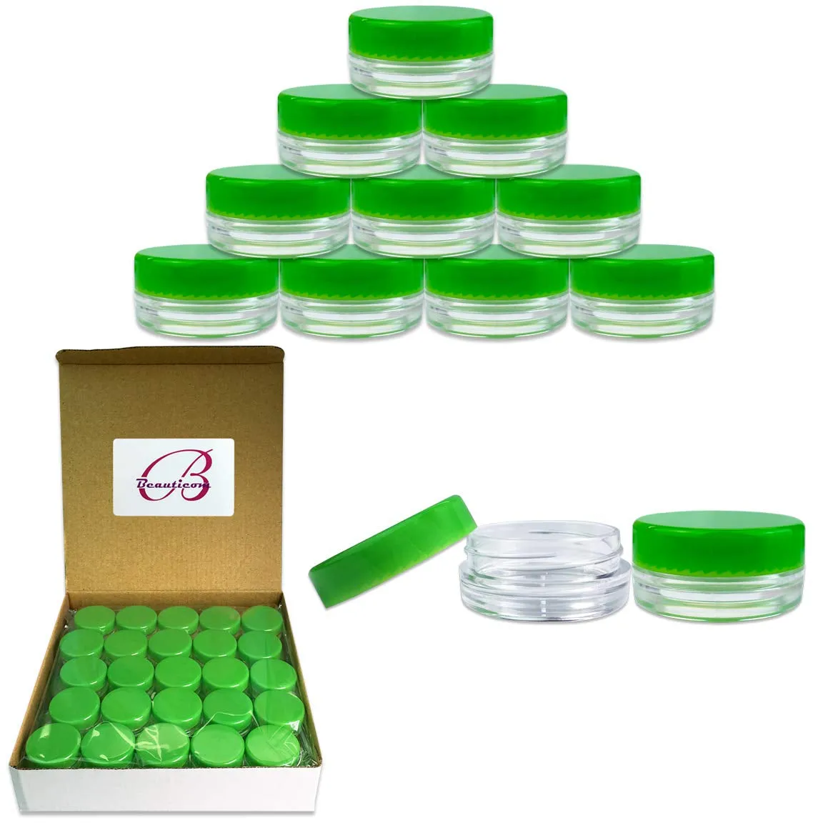 3G/3Ml (0.1 Fl Oz) round Clear Plastic Jars with round Top Lids for Creams, Lotions, Powders, Glitters, and More... (Color: Clear Lid, Quantity: 50 Pieces)