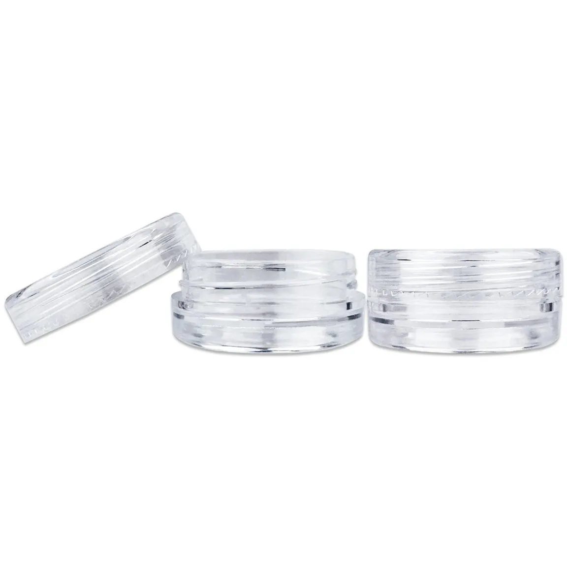 3G/3Ml (0.1 Fl Oz) round Clear Plastic Jars with round Top Lids for Creams, Lotions, Powders, Glitters, and More... (Color: Clear Lid, Quantity: 50 Pieces)