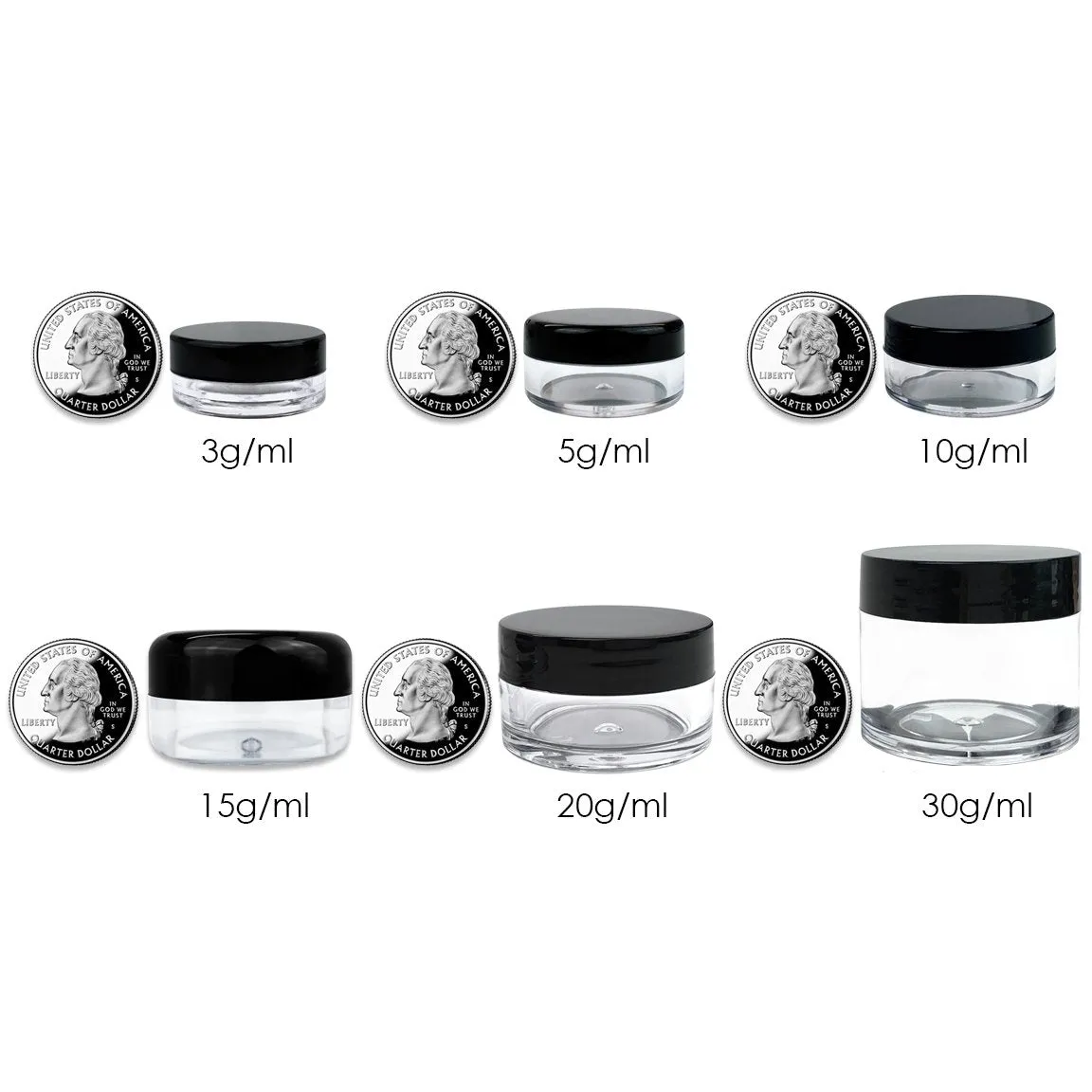 3G/3Ml (0.1 Fl Oz) round Clear Plastic Jars with round Top Lids for Creams, Lotions, Powders, Glitters, and More... (Color: Clear Lid, Quantity: 50 Pieces)