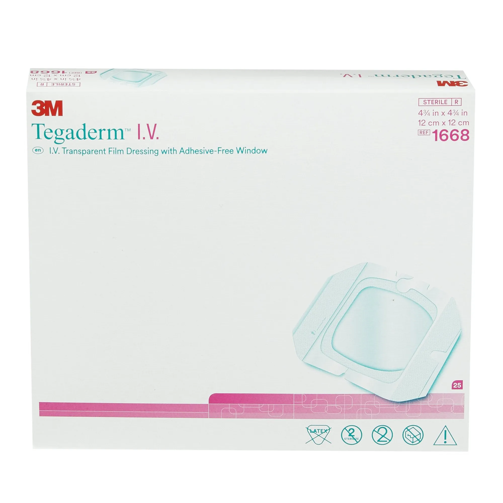 3M™ Tegaderm™ I.V. Transparent Film Dressing with Adhesive-Free Window, 4¾x 4¾ Inch