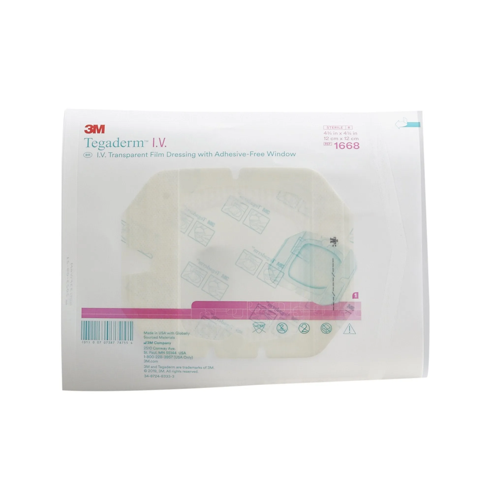3M™ Tegaderm™ I.V. Transparent Film Dressing with Adhesive-Free Window, 4¾x 4¾ Inch