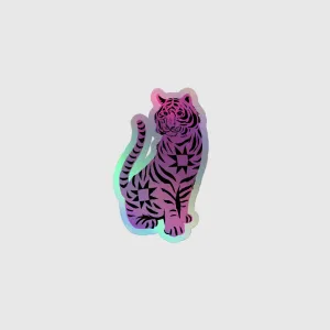 3" Quilted Tiger Holographic sticker