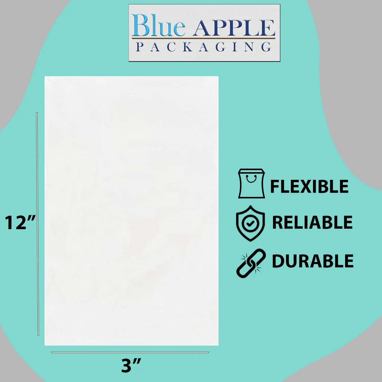 3X12 inches Clear Flat Poly Bags 2Mil Open Top (LDPE)