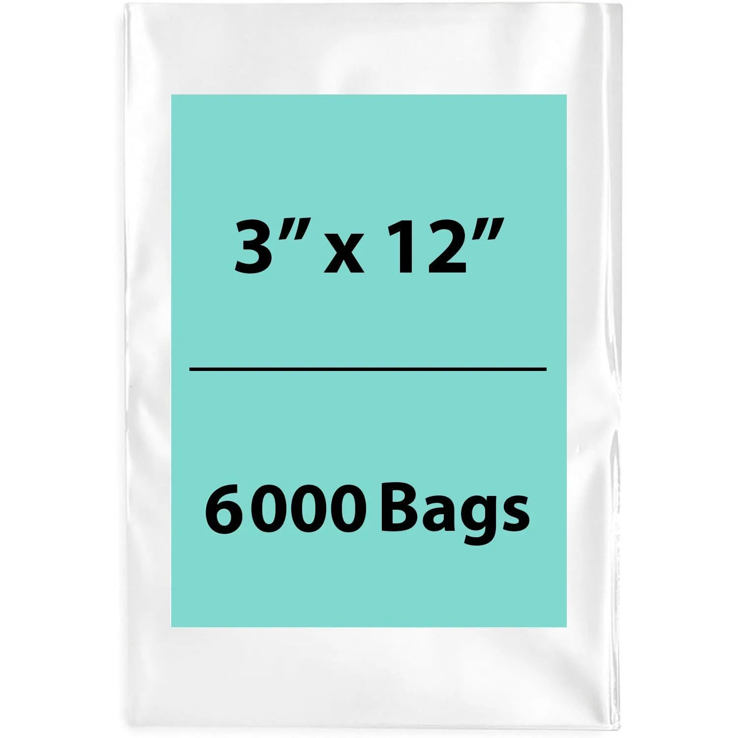 3X12 inches Clear Flat Poly Bags 2Mil Open Top (LDPE)