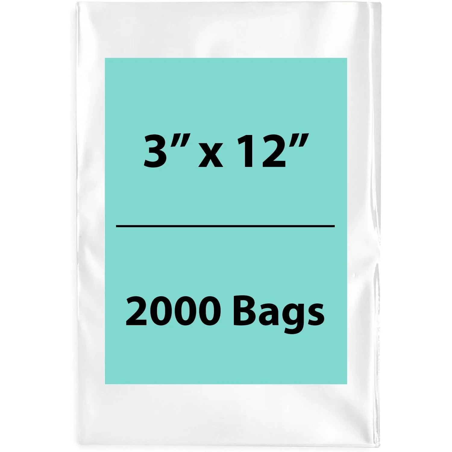 3X12 inches Clear Flat Poly Bags 2Mil Open Top (LDPE)