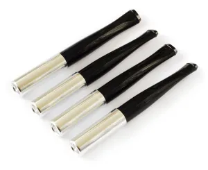 4 x DENICOTEA Cigarette Holders with Ejector Black and Silver Color
