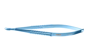 484R 8-020T Barraquer Needle Holder, 12.00 mm Fine Jaws, Curved, with Lock, Small Size, Length 100 mm, Titanium