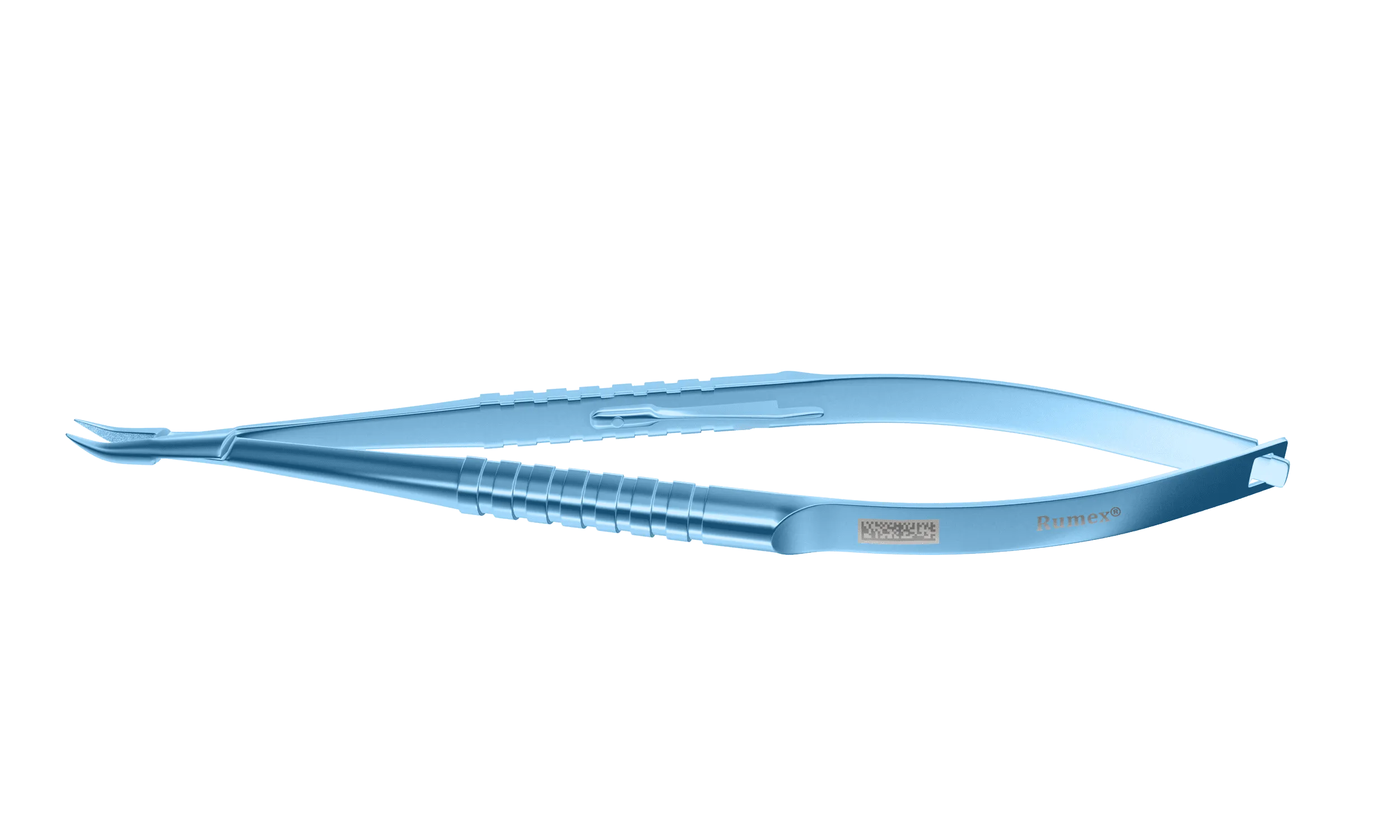 484R 8-020T Barraquer Needle Holder, 12.00 mm Fine Jaws, Curved, with Lock, Small Size, Length 100 mm, Titanium