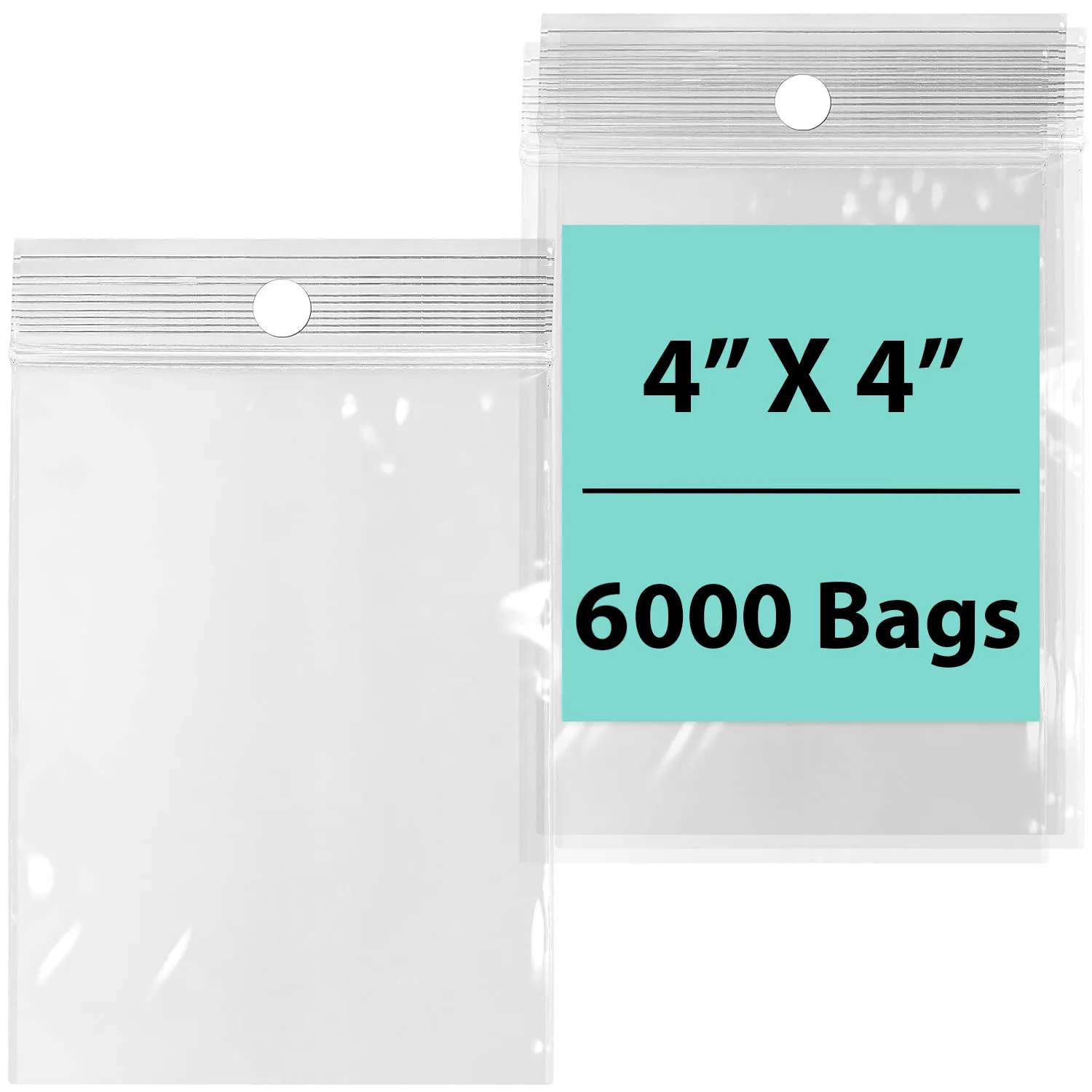 4X4 inches Reclosable Poly Bags with Hang Hole 4 Mil (LDPE) Single Track Zipper