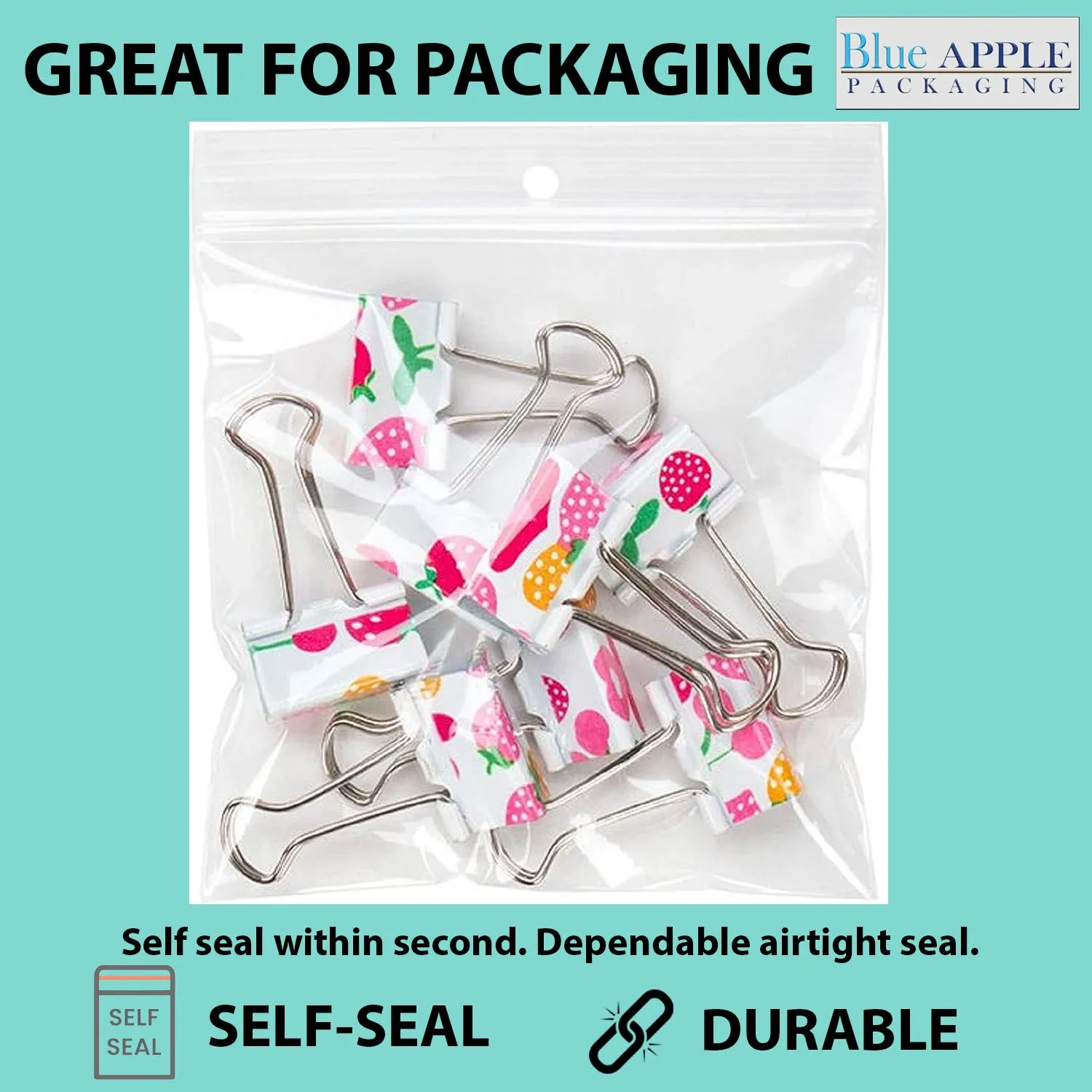 4X4 inches Reclosable Poly Bags with Hang Hole 4 Mil (LDPE) Single Track Zipper