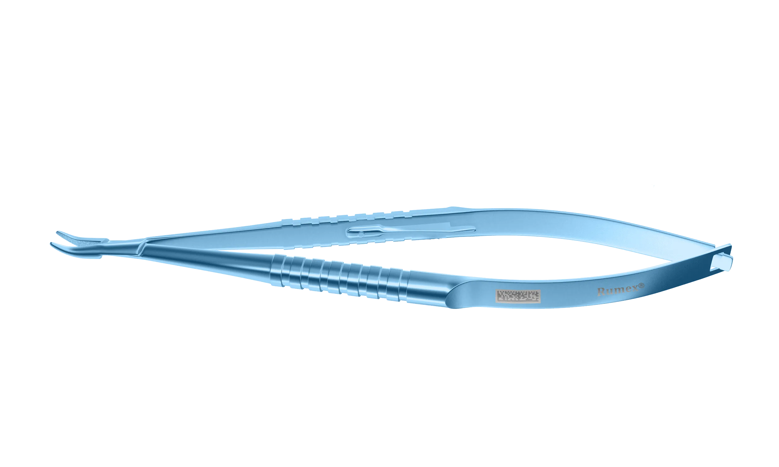 999R 8-010T Barraquer Needle Holder, 12.00 mm Standard Jaws, Curved, with Lock, Small Size, Length 100 mm, Titanium