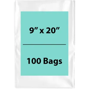 9X20 inches Clear Flat Poly Bags 4Mil Open Top (LDPE)