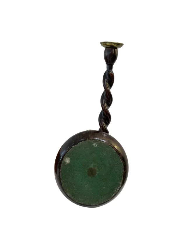 A Pair, Vintage Barley Twist Curved Base Candle Stick Holder