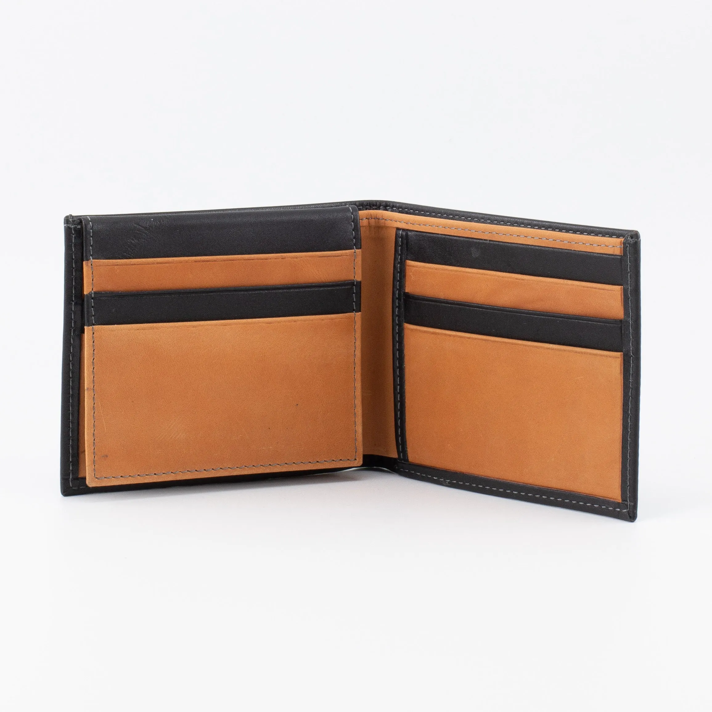 A Trifold, Premium Leather Wallet (Light Orange -Black)