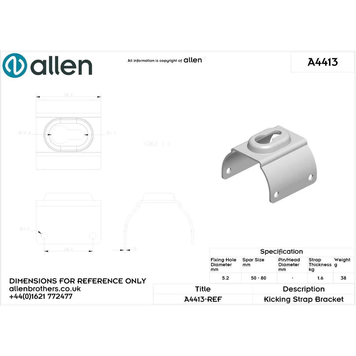 Allen Kicking Strap Bracket