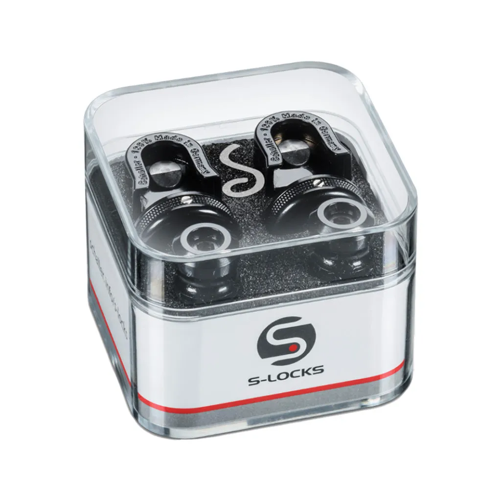 Allparts AP-0681-003 Schaller S-Lock Black Strap Locks, Box of 2