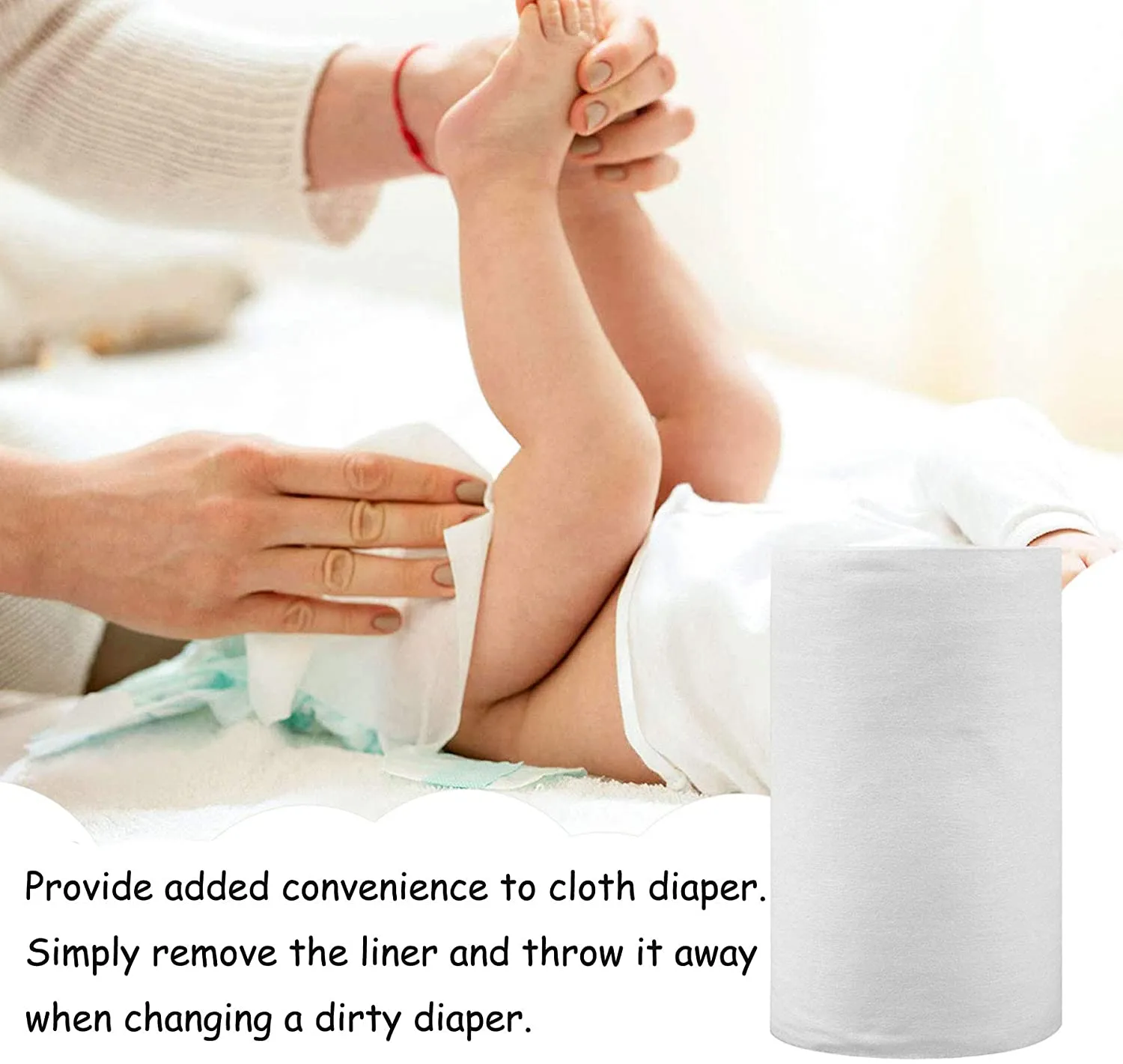 ALVABABY Baby Diaper Liners For Baby Cloth Diaper Boys and Girls Disposable Flushable Bamboo Diaper Liners Unscented Fragance Free and Chlorine Free 1 Roll, 100 Sheets