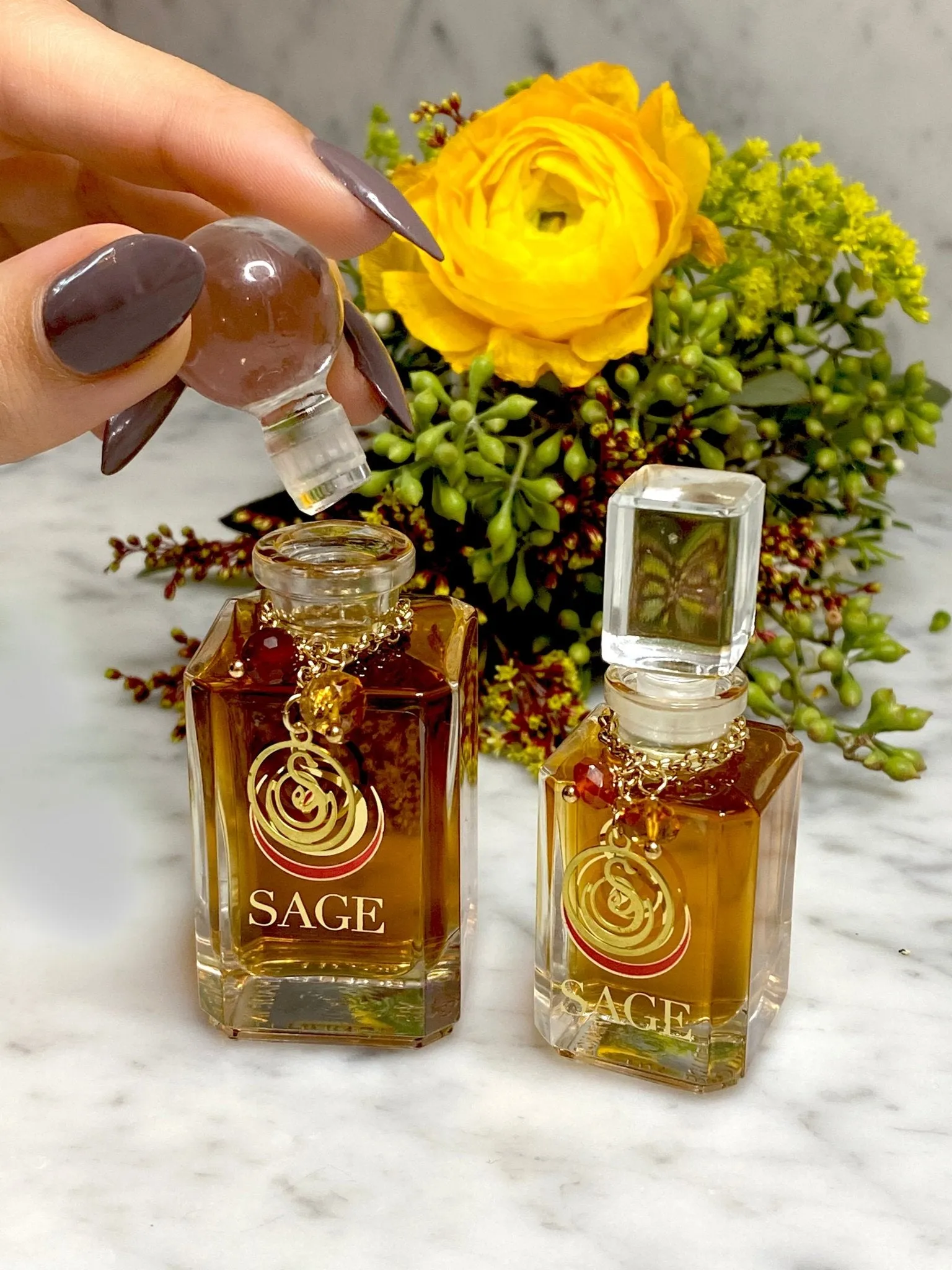 Amber & Carnelian Blend Vanity Bottle by Sage, Pure Perfume Oil Concentrate