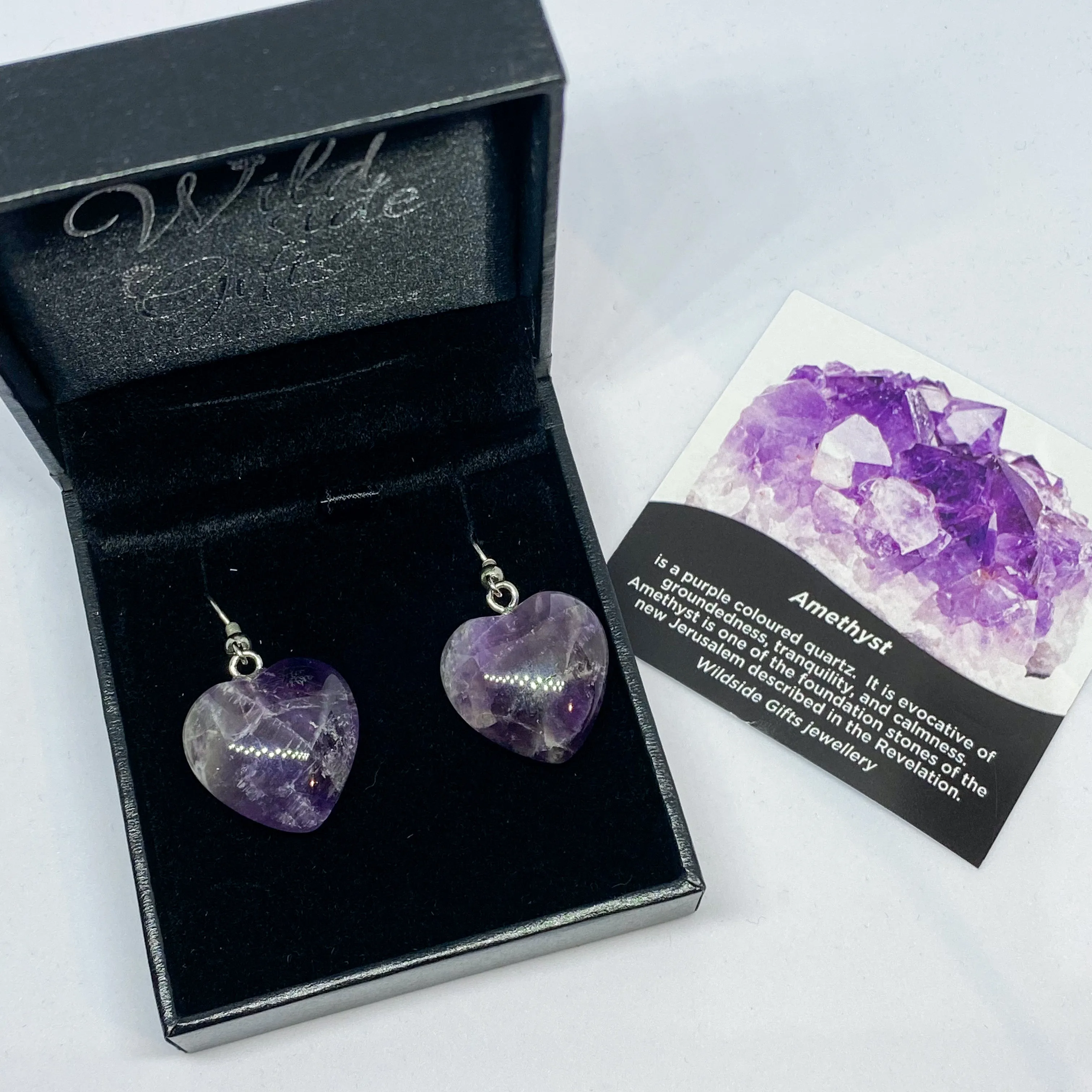 Amethyst Heart Earrings