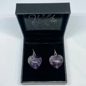 Amethyst Heart Earrings