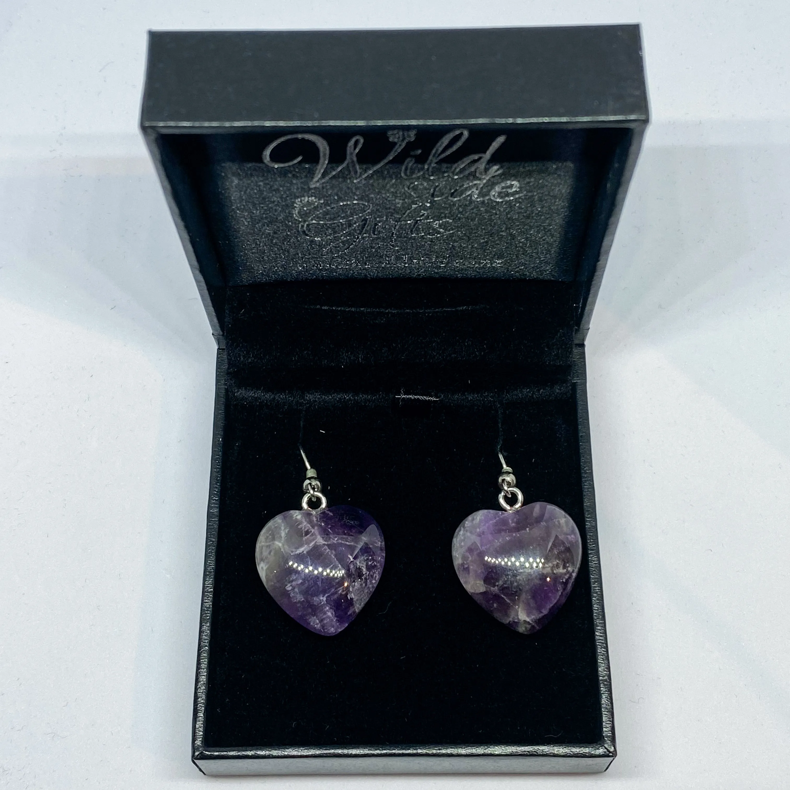 Amethyst Heart Earrings