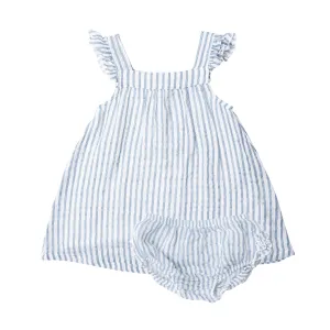 Angel Dear Blue Nautical Ticking Stripe Sundress