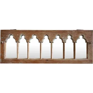 Anglo Indian Gothic Revival Teak Arcade Window Frame Mirror
