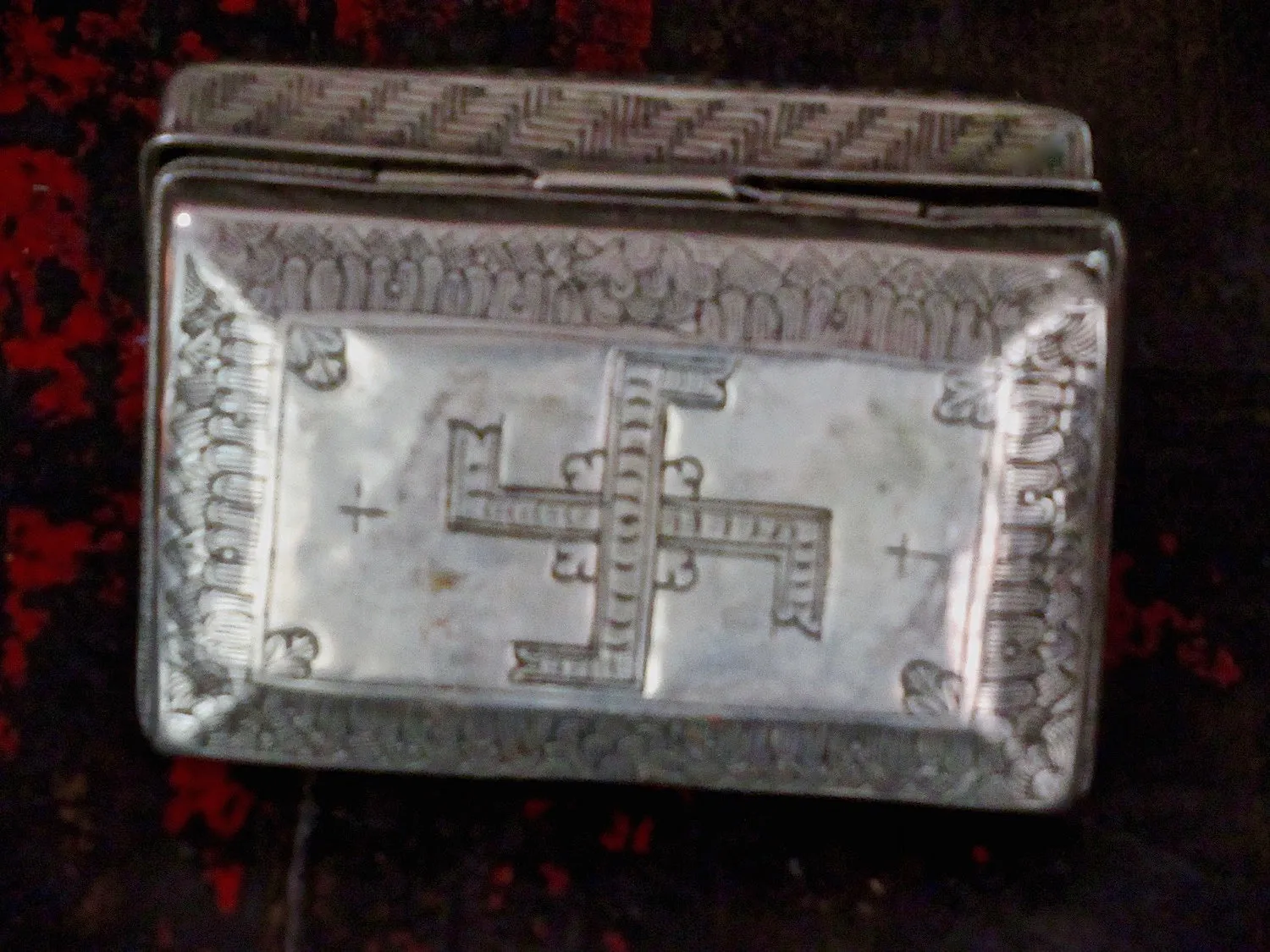 Antique Ornate Silver Box from Bhutan