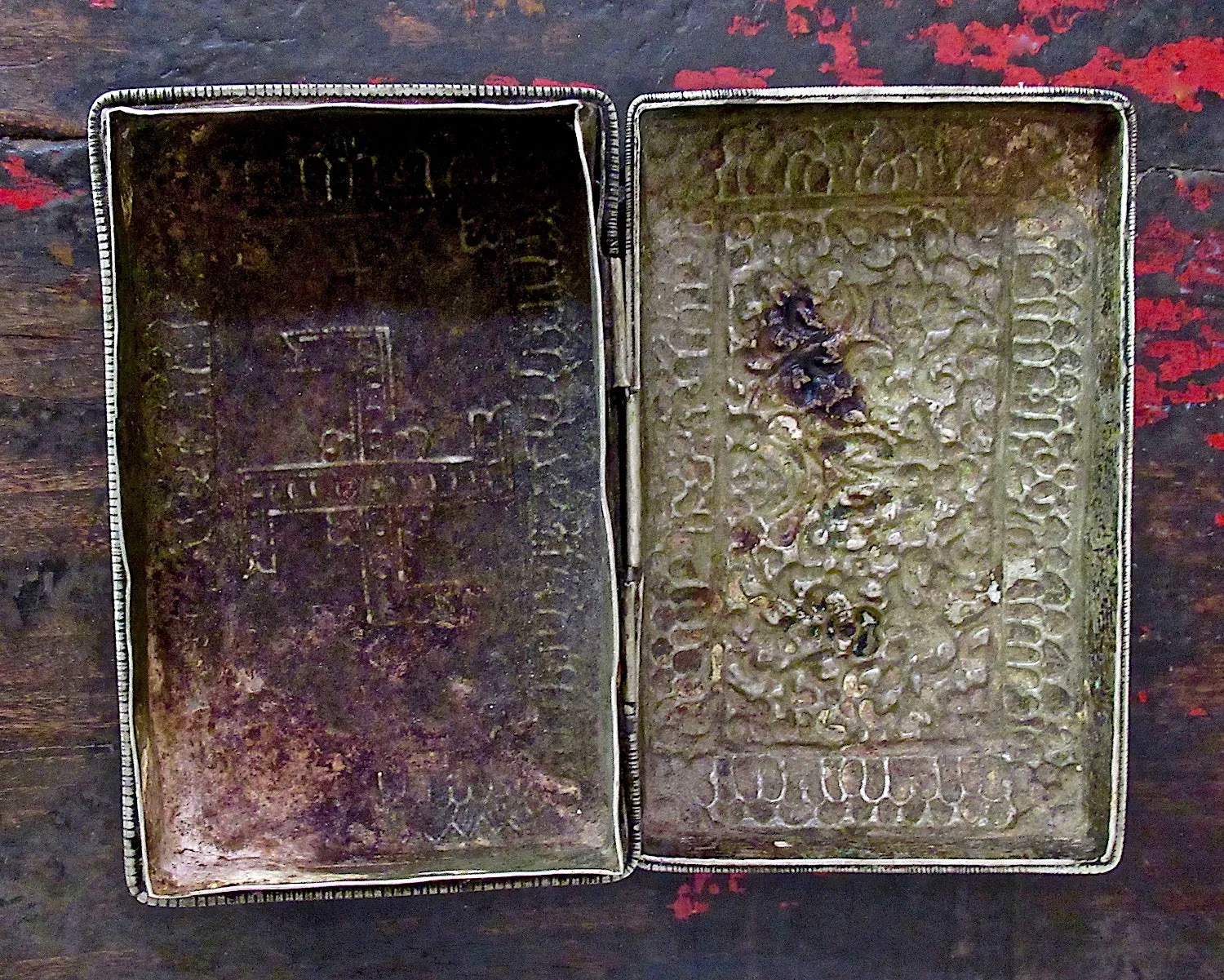 Antique Ornate Silver Box from Bhutan