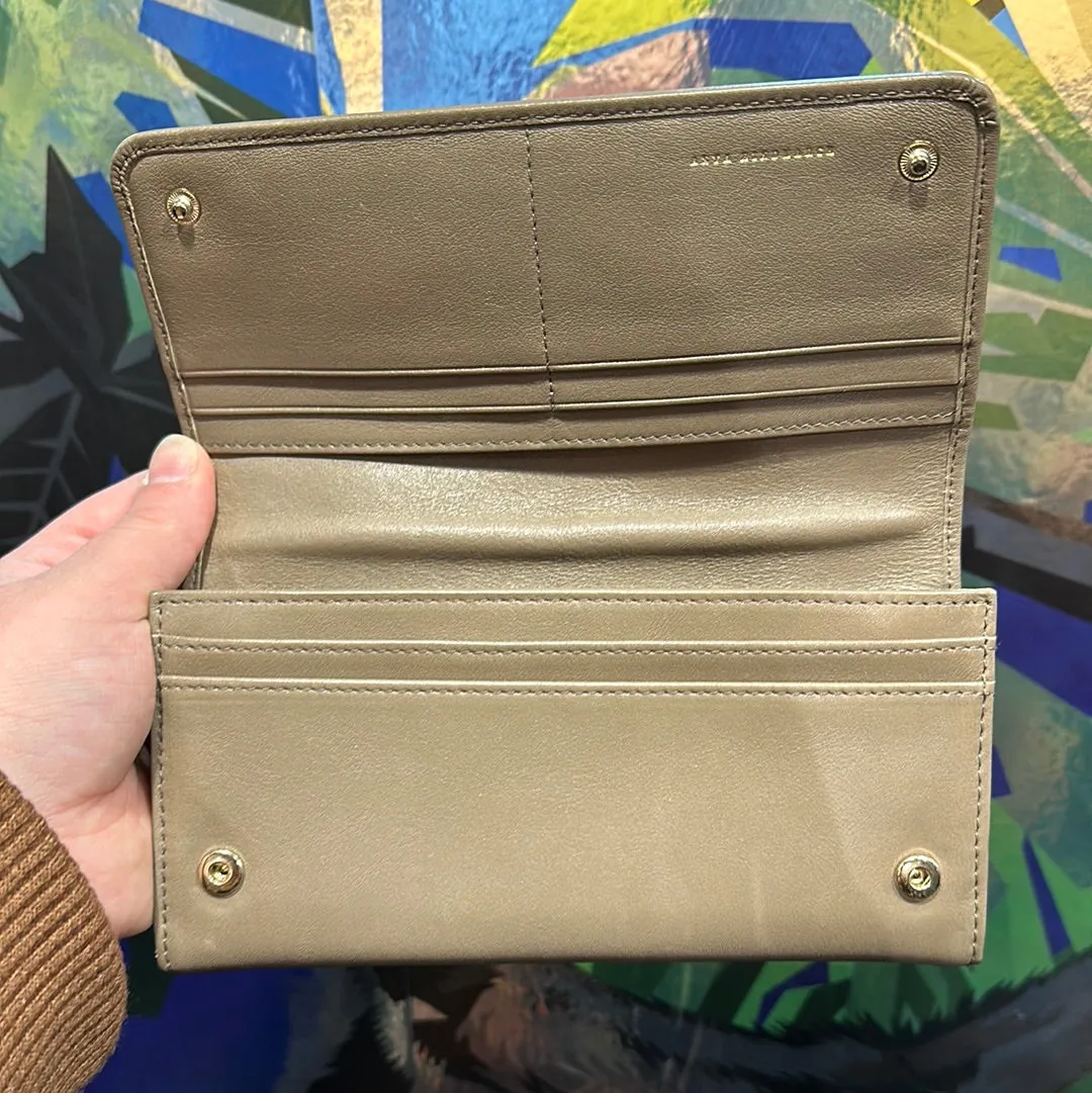 Anya Hindmarch Taupe Snap Large Leather Wallet