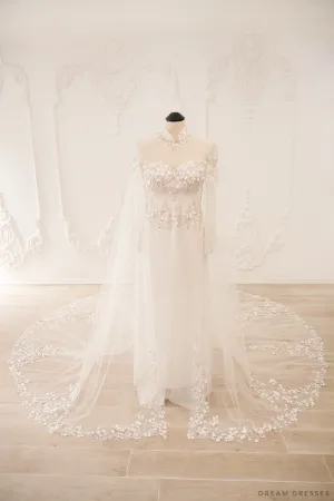 Ao Dai Detachable Cape | Traditional Vietnamese Bridal Detachable Cape (#DIANA)